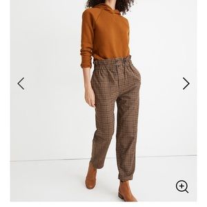 Madewell Plaid Paperbag Tapered Trouser